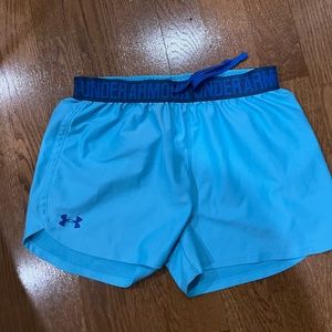 size small blue under armour athletic shorts with drawstring tie